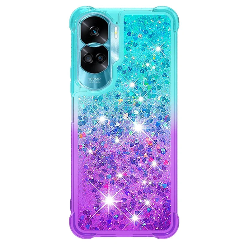 Honor 90 Lite Case on For Funda Honor 90 Lite CRT-NX1 Cover Glitter Dynamic Liquid Case For Huawei Honor90 Lite Phone Case Etui