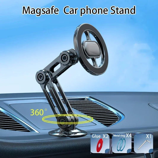 Magsafe 360° Rotate Metal Magnetic Car Phone Holder Foldable Phone Stand Air Vent Magnet Mount GPS Support For All phone